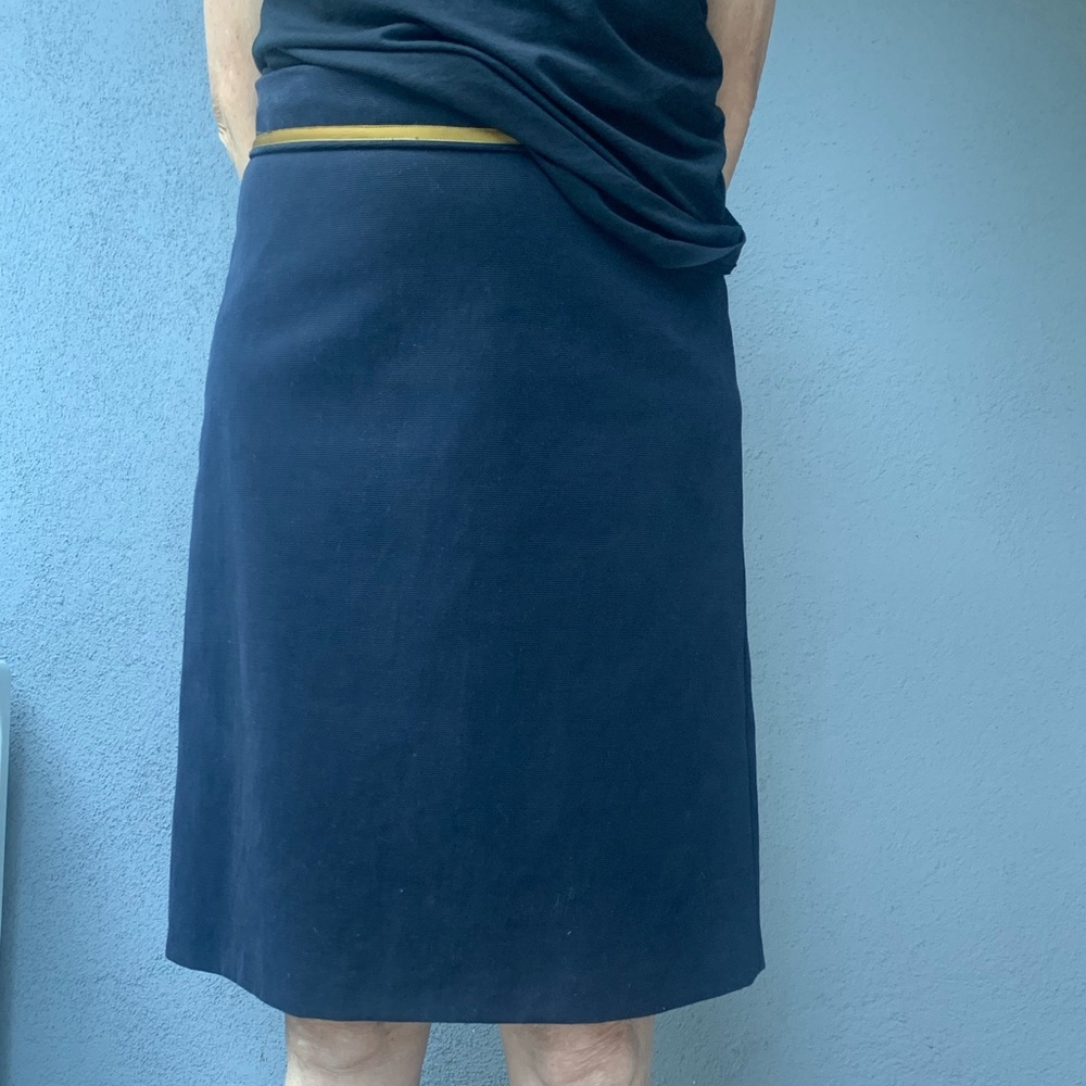 Dries Van Noten dark blue grosgrain skirt